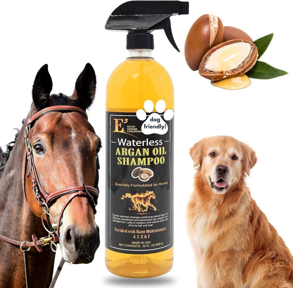 Waterless Argan Oil Shampoo for Horses, Mane & Tail, Nourishes Hair & Skin 32 oz